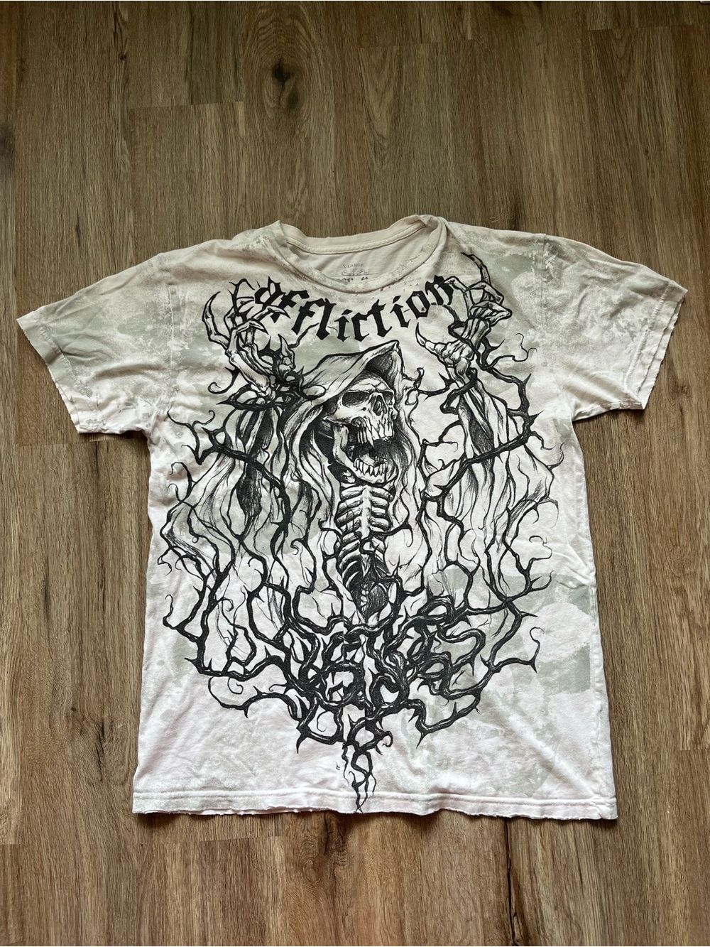 2000s Affliction x Misfits "Reaper" graphic t-shirt in white wit distressed look